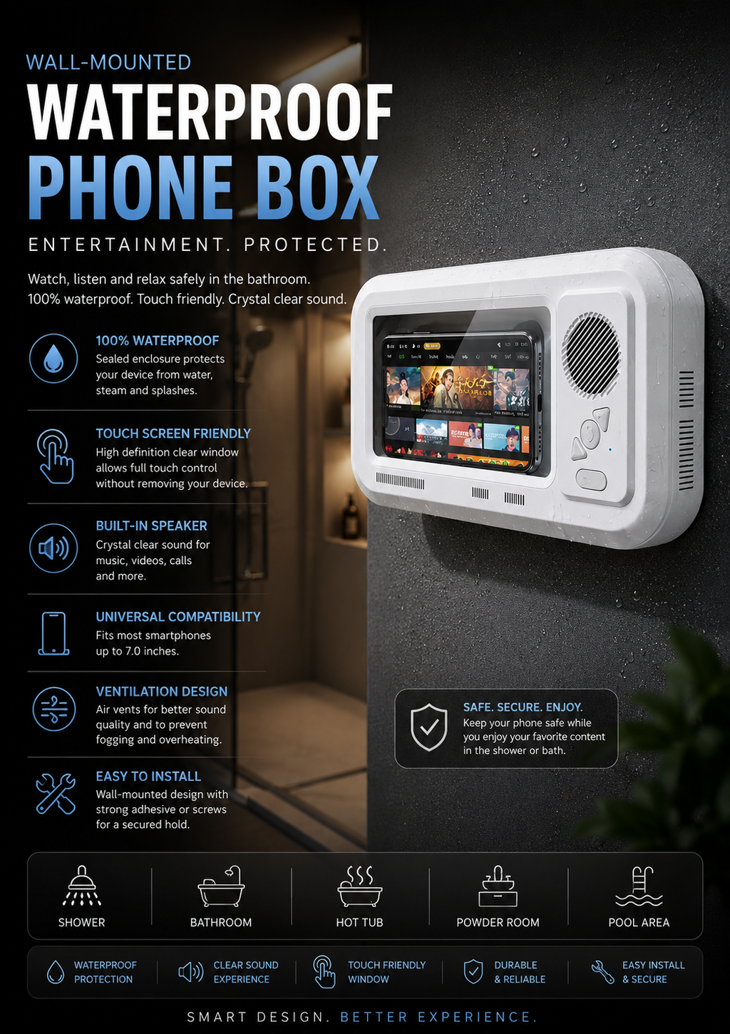 Waterproof Bluetooth Speaker with Touch Control